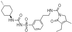 3-乙基-2,5-二氢-4-甲基-N-[2-[3-[[[[(反式-4-甲基环己基)氨基]羰基]氨基]磺酰基]苯基]乙基]-2-氧代-1H-吡咯-1-甲酰胺分子结构 (CAS 791104-62-6)