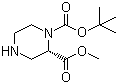 结构式 CAS# 796096-64-5, (S)-1-N-叔丁氧羰基哌嗪-2-甲酸甲酯