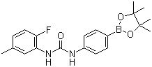structure of CAS# 796967-18-5, N-(2-Fluoro-5-methylphenyl)-N'-[4-(4,4,5,5-tetramethyl-1,3,2-dioxaborolan-2-yl)phenyl]urea;1-(2-Fluoro-5-methylphenyl)-3-[4-(4,4,5,5-tetramethyl-1,3,2-dioxaborolan-2-yl)phenyl]urea