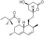 structure of CAS# 79902-63-9, Simvastatin;(1S,3R,7S,8S,8aR)-1,2,3,7,8,8a-Hexahydro-3,7-dimethyl-8-[2-[(2R,4R)-tetrahydro-4-hydroxy-6-oxo-2H-pyran-2-yl]ethyl]-1-naphthalenyl 2,2-dimethyl-butanoate