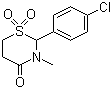 结构式 CAS# 80-77-3, 芬那露; 氯甲噻酮; 氯甲嗪酮; 2-(4-氯苯基)-3-甲基-4H-1,3-四氢噻嗪-4-酮-1,1-二氧化物