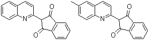 structure of CAS# 8003-22-3, Solvent Yellow 33;Quinoline Yellow; C.I. 47000; Mixture of 2-(2-quinolinyl)-1H-indene-1,3(2H)-dione and 2-(6-methyl-2-quinolinyl)-1H-indene-1,3(2H)-dione