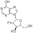 structure of CAS# 80049-87-2, 2'-Deoxy-2'-fluoroinosine;9-(2-Deoxy-2-fluoro-beta-D-ribofuranosyl)hypoxanthine