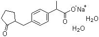结构式 CAS# 80382-23-6, 洛索洛芬钠; 2-[4-(2-氧代环戊烷-1-基甲基)苯基]丙酸钠二水合物