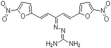 structure of CAS# 804-36-4, Difurazone;Bis(5-nitrofurfurylidene)acetone guanylhydrazone; 2-[[(1E,4E)-1,5-Bis(5-nitrofuran-2-yl)penta-1,4-dien-3-ylidene]amino]guanidine