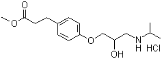 结构式 CAS# 81161-17-3, 盐酸艾司洛尔; 4-{[3-(1-甲基乙基氨基)-2-羟基]丙氧基}苯丙酸甲酯盐酸盐