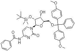 structure of CAS# 81256-87-3, N-Benzoyl-5'-O-[bis(4-methoxyphenyl)phenylmethyl]-2'-O-[(1,1-dimethylethyl)dimethylsilyl]cytidine