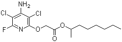structure of CAS# 81406-37-3, Starane;((4-Amino-3,5-dichloro-6-fluoro-2-pyridinyl)oxy)-acetic acid 1-methylheptyl ester; Fluroxypyr 1-methylheptyl ester; 1-Methylheptyl [(4-amino-3,5-dichloro-6-fluoropyridin-2-yl)oxy]acetate