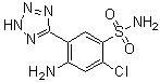 结构式 CAS# 82212-14-4, 4-氨基-2-氯-5-(2H-四唑-5-基)苯磺酰胺