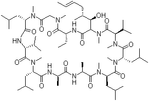 structure of CAS# 83602-39-5, Cyclosporin H;Cyclo[L-alanyl-D-alanyl-N-methyl-L-leucyl-N-methyl-L-leucyl-N-methyl-D-valyl-3-hydroxy-N,4-dimethyl-L-2-amino-6-octenoyl-L-2-aminobutanoyl-N-methylglycyl-N-methyl-L-leucyl-L-valyl-N-methyl-L-leucyl]
