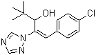 structure of CAS# 83657-22-1, Uniconazole;(E)-(+/-)-beta-((4-Chlorophenyl)methylene)-alpha-(1,1-dimethylethyl)-1H-1,2,4-triazole-1-ethanol; 1-(4-Chlorophenyl)-4,4-dimethyl-2-(1,2,4-triazol-1-yl)pent-1-en-3-ol