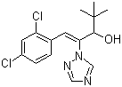 structure of CAS# 83657-24-3, Diniconazole;(E)-1-(2,4,-Dichlorophenyl)-4,4-dimethyl-2-(1,2,4-triazole-1-yl)1-pentenyl-3-ol