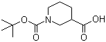 结构式 CAS# 84358-12-3, N-Boc-3-哌啶甲酸; N-叔丁氧羰基-3-哌啶甲酸