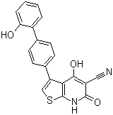 structure of CAS# 844499-71-4, A-769662;4-Hydroxy-3-(2'-hydroxy-1,1'-biphenyl-4-yl)-6-oxo-6,7-dihydrothieno[2,3-b]pyridine-5-carbonitrile