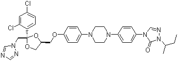 structure of CAS# 84625-61-6, Itraconazole;2-Butan-2-yl-4-[4-[4-[4-[[2-(2,4-dichlorophenyl)-2-(1,2,4-triazol-1-yl methyl)-1,3-dioxolan-4-yl]methoxy]phenyl]piperazin-1-yl]phenyl]-1,2,4-triazol-3-one; Oriconazole; Sporanox