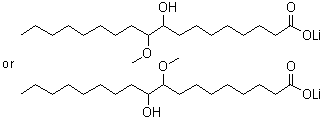 9(or 10)-Hydroxy-10(or 9)-methoxyoctadecanoic acid monolithium salt molecular structure (CAS 84777-63-9)