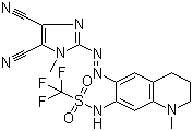 结构式 CAS# 848080-39-7, N-[6-[2-(4,5-二氰基-1-甲基-1H-咪唑-2-基)偶氮]-1,2,3,4-四氢-1-甲基-7-喹啉基]-1,1,1-三氟甲磺酰胺