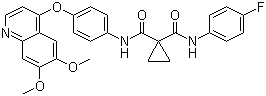 structure of CAS# 849217-68-1, Cabozantinib;XL184; N-[4-[(6,7-Dimethoxy-4-quinolinyl)oxy]phenyl]-N'-(4-fluorophenyl)-1,1-cyclopropanedicarboxamide