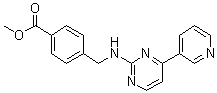 structure of CAS# 849235-67-2, 4-[[[4-(3-Pyridinyl)-2-pyrimidinyl]amino]methyl]benzoic acid methyl ester