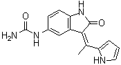 structure of CAS# 850717-64-5, 5-Ureido-3-[1-(pyrrol-2-yl)ethylidene]indolin-2-one;BX 517