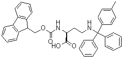 结构式 CAS# 851392-68-2, (2S)-2-[[(9H-芴-9-基甲氧基)羰基]氨基]-4-[[(4-甲基苯基)二苯基甲基]氨基]丁酸