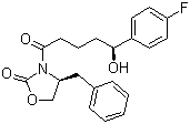 structure of CAS# 852148-49-3, (4S)-3-[(5S)-5-(4-Fluorophenyl)-5-hydroxy-1-oxopentyl]-4-(phenylmethyl)-2-oxazolidinone