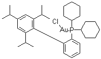 structure of CAS# 854045-94-6, 2-Dicyclohexylphosphino-2',4',6'-triisopropylbiphenyl gold(I) chloride