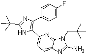 结构式 CAS# 862505-00-8, 5-[2-(1,1-二甲基乙基)-4-(4-氟苯基)-1H-咪唑-5-基]-3-(2,2-二甲基丙基)-3H-咪唑并[4,5-b]吡啶-2-胺