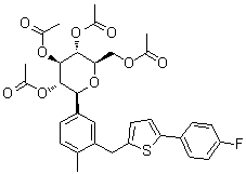 (1S)-1,5-Anhydro-1-C-[3-[[5-(4-fluorophenyl)-2-thienyl]methyl]-4-methylphenyl]-D-glucitol tetraacetate molecular structure (CAS 866607-35-4)