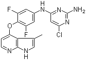 structure of CAS# 867017-68-3, 6-Chloro-N4-[3,5-difluoro-4-[(3-methyl-1H-pyrrolo[2,3-b]pyridin-4-yl)oxy]phenyl]-2,4-pyrimidinediamine