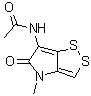 structure of CAS# 87-11-6, Thiolutin;3-Acetamido-5-methylpyrrolin-4-one[4,3-d]-1,2-dithiole; Acetopyrrothin; N-(4,5-Dihydro-4-methyl-5-oxo-1,2-dithiolo[4,3-b]pyrrol-6-yl)acetamide; NSC 3927