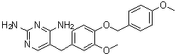 structure of CAS# 870483-87-7, 5-[[3-Methoxy-4-[(4-methoxyphenyl)methoxy]phenyl]methyl]-2,4-pyrimidinediamine;GW 2580; cFMS receptor TK inhibitor