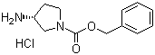 结构式 CAS# 870621-17-3, (R)-1-Cbz-3-氨基吡咯烷盐酸盐; (R)-1-苄氧羰基-3-氨基吡咯烷盐酸盐