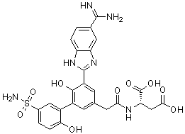 结构式 CAS# 871266-63-6, (S)-2-[[2-[5-(5-甲脒基-1H-苯并咪唑-2-基)-6,2'-二羟基-5'-氨基磺酰基联苯-3-基]乙酰基]氨基]琥珀酸