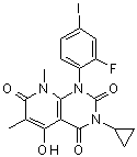 structure of CAS# 871700-24-2, 3-Cyclopropyl-1-(2-fluoro-4-iodophenyl)-5-hydroxy-6,8-dimethyl-1H,8H-pyrido[2,3-d]pyrimidine-2,4,7-trione