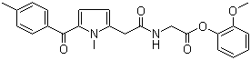 structure of CAS# 87344-06-7, Amtolmetin guacil;2-Methoxyphenyl 2-(1-methyl-5-(4-methylbenzoyl)-1H-pyrrole-2-acetylamino)acetate