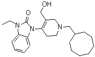 结构式 CAS# 873567-76-1, Trap 101; 1-[1-(环辛基甲基)-1,2,3,6-四氢-5-(羟基甲基)-4-吡啶基]-3-乙基-1,3-二氢-2H-苯并咪唑-2-酮