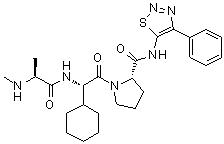 结构式 CAS# 873652-48-3, (S)-1-((S)-2-环己基-2-((S)-2-(甲基氨基)丙酰胺基)乙酰基)-N-(4-苯基-1,2,3-噻二唑-5-基)吡咯烷-2-甲酰胺