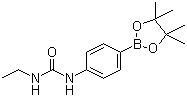 structure of CAS# 874291-00-6, 4-(3-Ethylureido)phenylboronic acid pinacol ester;1-Ethyl-3-(4-(4,4,5,5-tetramethyl-1,3,2-dioxaborolan-2-yl)phenyl)urea; 4-[(Ethylcarbamoyl)amino]benzeneboronic acid pinacol ester;1-Ethyl-3-[4-(4,4,5,5-tetramethyl-1,3,2-dioxaborolan-2-yl)phenyl]urea