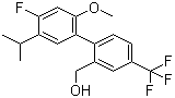 structure of CAS# 875548-97-3, 4'-Fluoro-2'-methoxy-5'-(1-methylethyl)-4-(trifluoromethyl)-[1,1'-biphenyl]-2-methanol