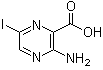 结构式 CAS# 875781-48-9, 3-氨基-6-碘-2-吡嗪甲酸