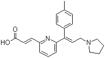 结构式 CAS# 87848-99-5, 阿伐斯汀; (E)-3-[6-[(E)-1-(4-甲基苯基)-3-吡咯烷-1-基丙-1-烯基]吡啶-2-基]-2-丙烯酸