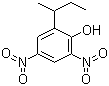 structure of CAS# 88-85-7, 4,6-Dinitro-2-sec-butylphenol;2,4-Dinitro-6-sec-butylphenol; 2-sec-Butyl-4,6-dinitrophenol; 4,6-Dinitro-2-(1-methyl-n-propyl)phenol; Dinoseb; Basanite; Dinitrax