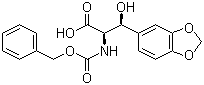 structure of CAS# 88282-10-4, 3-(Benzo[1,3]dioxol-5-yl)-2-benzyloxycarbonylamino-3-hydroxypropionic acid;beta-Hydroxy-alpha-[[(phenylmethoxy)carbonyl]amino]-1,3-benzodioxole-5-propanoic acid