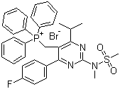 structure of CAS# 885477-83-8, [[4-(4-Fluorophenyl)-6-(1-methylethyl)-2-[methyl(methylsulfonyl)amino]-5-pyrimidinyl]methyl]triphenylphosphonium bromide