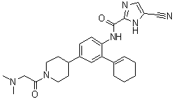 结构式 CAS# 885692-52-4, 5-氰基-N-[2-(1-环己烯-1-基)-4-[1-[2-(二甲基氨基)乙酰基]-4-哌啶基]苯基]-1H-咪唑-2-甲酰胺