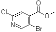 结构式 CAS# 886365-28-2, 5-溴-2-氯-4-吡啶羧酸甲酯