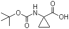 结构式 CAS# 88950-64-5, Boc-1-氨基环丙基甲酸; 1-(叔丁氧羰基氨基)环丙烷甲酸