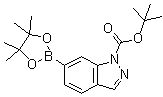 结构式 CAS# 890839-29-9, 6-(4,4,5,5-四甲基-1,3,2-二氧硼杂环戊烷-2-基)-1H-吲唑-1-羧酸叔丁酯