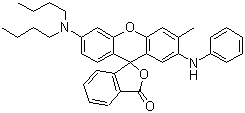 structure of CAS# 89331-94-2, 2-Anilino-6-dibutylamino-3-methylfluoran;6'-(Dibutylamino)-3'-methyl-2'-(phenylamino)-spiro[isobenzofuran-1(3H),9'-[9H]xanthen]-3-one; ODB-2
